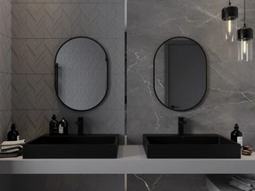 Mexen Loft oválne kúpeľňové zrkadlo 70 x 50 cm, čierny rám - 9851-070-050-000-70