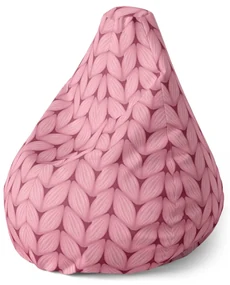 Sablio Sedací vak Pear Ružové pletenie z vlny - 140 x 100 x 25 cm
