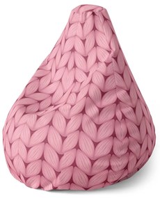 Sablio Sedací vak Pear Ružové pletenie z vlny - 140 x 100 x 25 cm