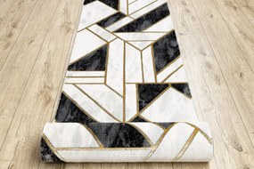 Behúň EMERALD exkluzívny 1015 glamour, marmur, geometrický čierny/zlatý