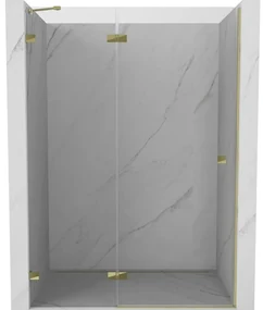 Mexen, Mexen Lunar ľavé otočné sprchové dvere 130 cm, transparentné, zlaté - 834-130-000-50-00-L
