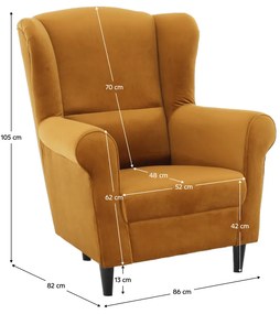 Tempo Kondela Kreslo ušiak, látka horčicová, CHARLOT