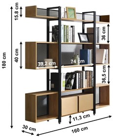 Regál Kilis Typ 4 - čierna / akácia