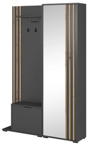 Šatníková skriňa Nelly do predsiene so zrkadlom a vešiakmi, grafit