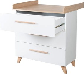 Biela detská komoda s prebaľovacím pultom v dekore duba 88,5x99x76 cm Léon – Roba