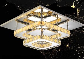 Toolight - LED krištáľová stropná lampa 8W štvorcová 30x30cm APP409-C, teplé svetlo 3000K, OSW-65007