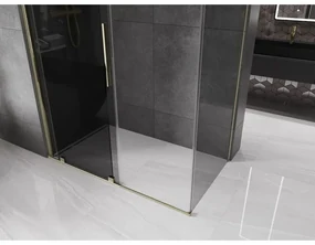 Mexen Velar, sprchový kút s posuvnými dverami 150 x 70 cm, 8mm šedé sklo, zlatá lesklá, 871-150-070-41-50
