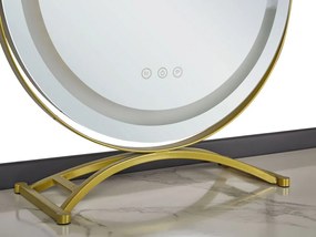 Toaletný stolík s 2 zásuvkami a LED zrkadlom sivá/zlatá SURIN Beliani