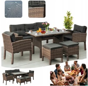 Veľká ratanová súprava v štýlovej hnedej farbe