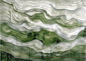 Sklenený obraz - Zelenobiele vlnky (70x50 cm)