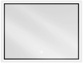 Mexen Erma, LED kúpeľňové zrkadlo s podsvietením a čiernym rámom 80x60 cm, 6000K, ochrana proti zahmlievaniu, 9814-080-060-611-70