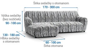 Bielastické poťahy OCEANO NOVÉ šedo-modré sedačka s otomanom vľavo (š. 170 - 300 cm)