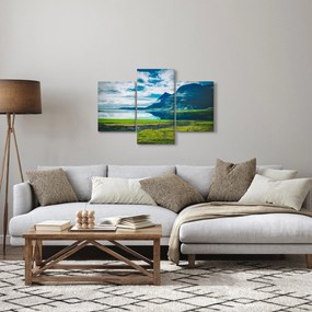 Obraz jazera s horami (90x60 cm)