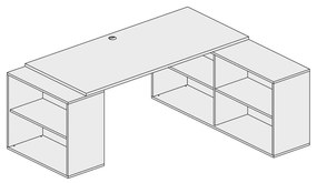 PLAN Kancelársky písací stôl s úložným priestorom BLOCK B01, biela/grafit