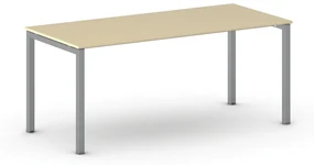 Stôl PRIMO SQUARE so sivostriebornou podnožou 1800 x 800 x 750 mm, breza