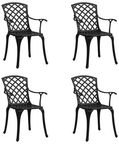 Záhradné stoličky 4 ks odlievaný hliník čierne