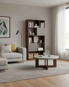 Knižnica Nevada, tmavý dub so sivými dvierkami, 80 cm (BS01)