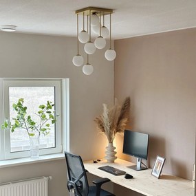 Moderné stropné svietidlo zlaté s opálovým sklom 9-žiarovkové - Atény