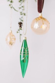 Bella Rose Sklenená vianočná ozdoba Oliva Ružová Lesk