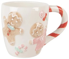 Biely keramický hrnček s perníčkom Gingerbread - 14*9*10 cm / 350 ml