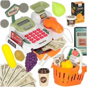 KIK Pokladňa pre deti, supermarket, obchod, skener, kalkulačka, košík s príslušenstvom 36 ks.