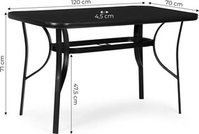 Čierny záhradný stôl s otvorom na slnečník  Šírka: 140 cm | Dĺžka: 80 cm