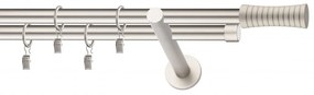 Dekorstudio Chrómová matná dvojradová garniža FEBRIS 19mm Dĺžka: 420cm, Typ uchytenia: Držiak dvojitý modern, Typ príslušenstva: Krúžky tiché so štipcami