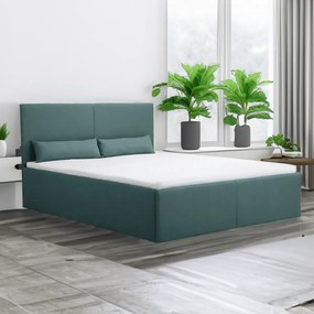 Čalúnená posteľ s úložným priestorom a matracom KARL 160 x 200 cm Tyrkysový