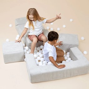 Tyrkysovomodré menčestrové penové ihrisko 100x35x40 cm Montessori – Meowbaby