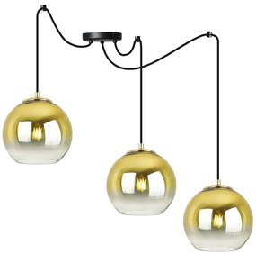 Závesné svietidlo Bergen Gold Spider, 3x zlaté/transparentné sklenené tienidlo (fi 15cm)
