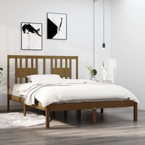 vidaXL Posteľný rám medovohnedý masívne drevo 135x190cm 4FT6 dvojlôžko