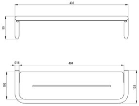 Deante Silia, nástenná polička 436x124x89 mm, brúsený bronz, DEA-ADI_C511