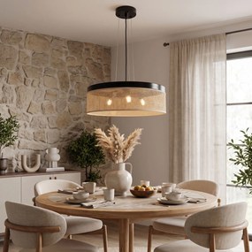 Toolight Toolight, APP1901-3CP, závesné svietidlo s ratanovým tienidlom, Ø 40 cm, 3× E27, hnedá, OSW-63000