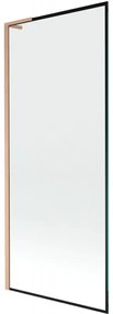 Mexen Next L, 1-krídlová vaňová zástena 80 x 150 cm, 6mm číre sklo-čierny vzor, medený profil, 895-080-000-03-70-65