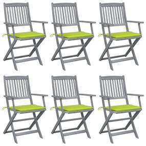 Skladacie vonkajšie stoličky s podložkami 6 ks akáciový masív 3065418