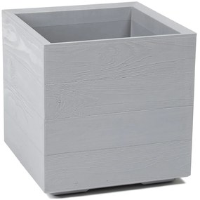 PLASTOVÝ KVETINÁČ NA KOLIESKACH BETONIQUE ECO 40X40 CM DREVENÝ DEKOR SIVÁ