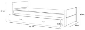 Jednolôžková posteľ s úložným priestorom 90x200 Dante - biela
