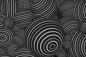 Samolepiaca tapeta čiernobiele 3D guličky s pásikmi