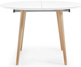 Biely rozkladací jedálenský stôl s bielou doskou ø 120 cm Oqui – Kave Home