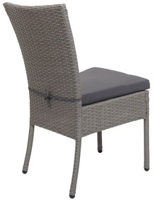 4x Stolička a stola HWC-G19, polyratan, 120x75cm - sivá, vankúše tmavosivá