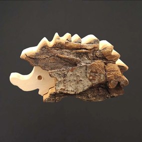 AMADEA Drevený dekorácia ježko s kôrou, masívne drevo, 7 cm