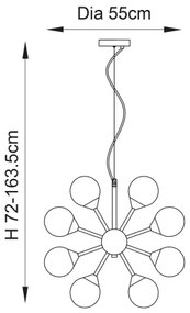 Endon 76499 - Luster na lanku OSCAR 28xG9/18W/230V zlatý