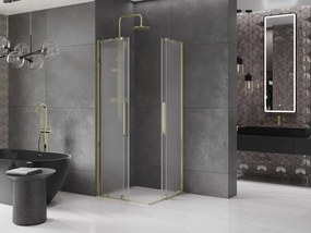 Mexen Velar Duo, sprchový kút s posuvnými dverami 80 x 80 cm, 8mm sklo námraza, zlatá lesklá, 871-080-080-32-50