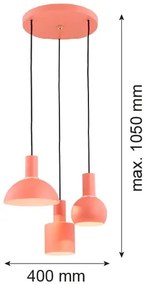 Argon 1469 - Luster na lanku SINES 3xE27/15W/230V oranžová
