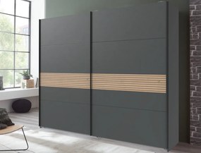 Šatníková skriňa Rotterdam, 225 cm, grafit/dub artisan