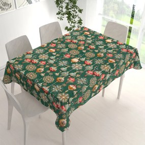 Biante Bavlnený obdĺžnikový obrus Sandra SA-529 Vianočné banky na zelenom 50x100 cm