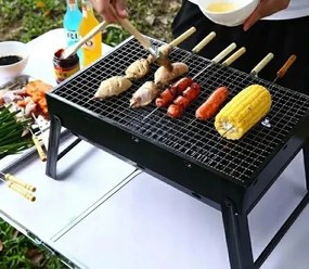Zaparkorun Cestovný prenosný skladací gril na drevené uhlie Grillbox
