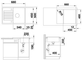 Blanco Zia 45 S Compact, silgranitový drez 680x500x190 mm, 1-komorový, biela, BLA-524725