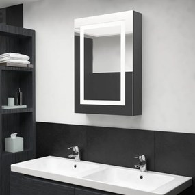 LED kúpeľňová zrkadlová skrinka sivá 50x13x70 cm