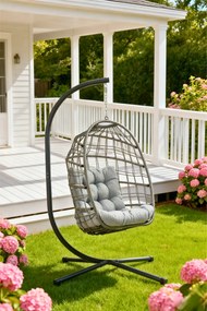 Skládací závěsné houpací křeslo Houseland Chloe šedé